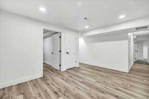 Interior space with light wood-type flooring