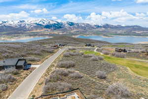 Mountain view featuring a water view