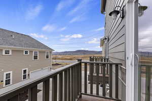 Balcony with a mountain view