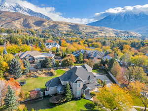 Aerial view with a mountain view