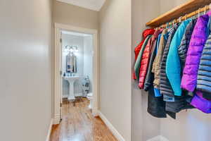 Interior space featuring light hardwood / wood-style floors and sink