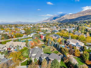 Drone / aerial view with a mountain view