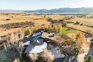 Drone / aerial view with a mountain view