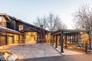 View of front facade featuring a garage