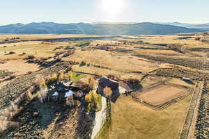 Aerial view with a mountain view and a rural view