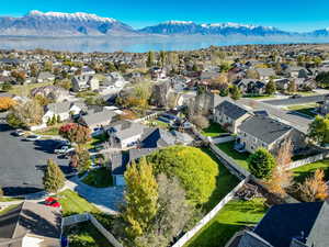 Bird's eye view featuring a water and mountain view