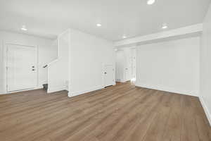 Interior space with light hardwood / wood-style floors