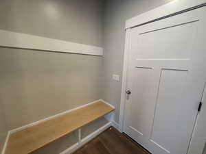 Mudroom featuring dark hardwood / wood-style floors