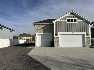 Exterior space with a garage