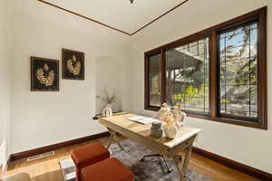 Office featuring hardwood / wood-style flooring