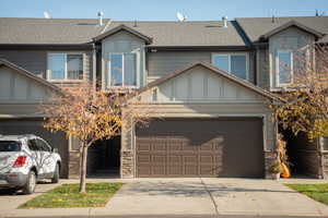 View of front facade featuring two-car garage