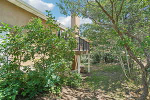 View of Balcony off Master Bedroom from the ground level of the lot