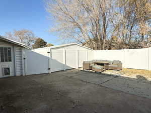 Exterior space featuring an outdoor living space