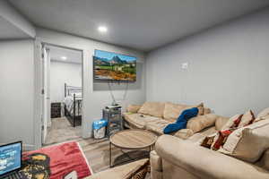 Living room featuring wood-type flooring