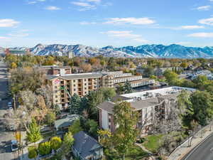 Bird's eye view with a mountain view and the University of Utah