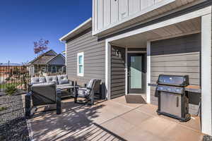 View of patio / terrace featuring an outdoor living space and area for grilling