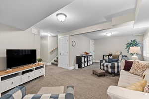 View of carpeted living room