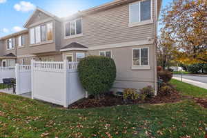 Exterior space featuring a front lawn