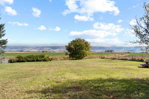 View of yard with a mountain view and a rural view