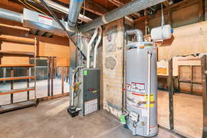 Utility room with heating unit and gas water heater