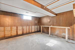 Basement with wood walls