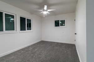 2 bedrooms combined into one very large master w/2 closets, and 2 ceiling fans