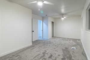 2 bedrooms combined into one very large master w/2 closets, and 2 ceiling fans