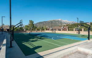 View of sport court with a mountain view