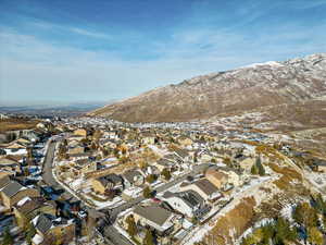 Drone / aerial view with a mountain view