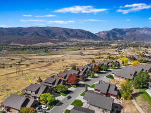 Aerial view featuring a mountain view