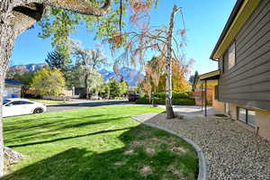 View of yard featuring a mountain view