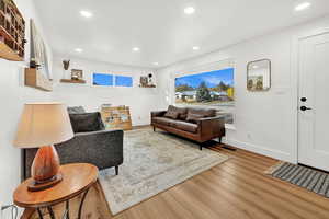 Living room featuring wood-type flooring