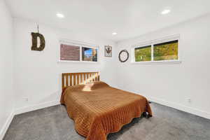 Bedroom featuring carpet