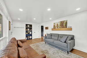 Living room featuring wood-type flooring