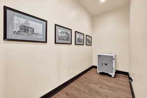 Interior space with light hardwood / wood-style flooring