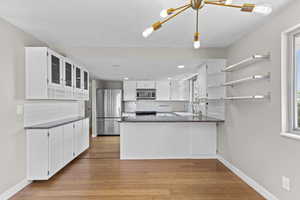 Wood floors and granite countertops grace your stylish kitchen