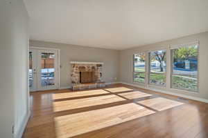 Spacious living room with French doors to the covered deck