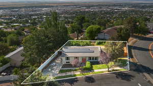 View from above of property featuring property boundaries highlighted