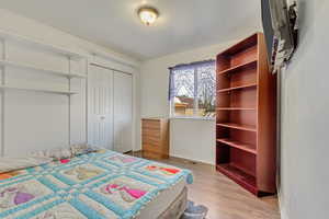 Bedroom featuring a closet and light wood-type flooring