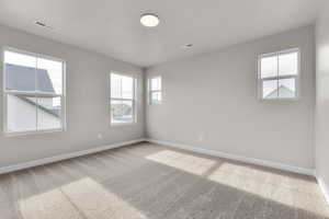 Unfurnished room with carpet