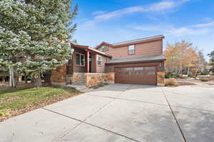 View of front of home with a garage