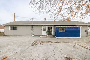 View of front of home with a patio