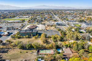 Drone / aerial view featuring a mountain view