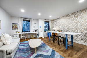 Living room featuring hardwood / wood-style flooring