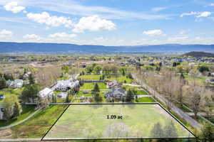 Bird's eye view with a mountain view