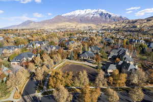 Aerial view featuring a mountain view