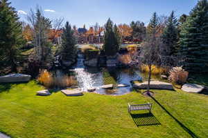 Water view with a small pond