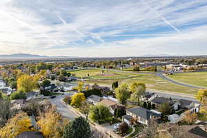 Aerial view featuring a mountain view