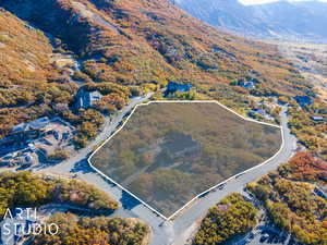 Drone / aerial view with a mountain view