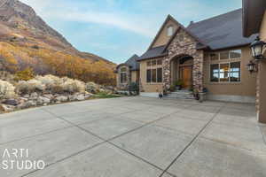 View of front of property featuring a mountain view